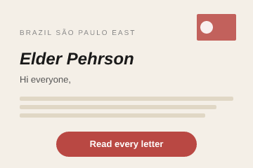 Postcard: warm paper background, coral CTA